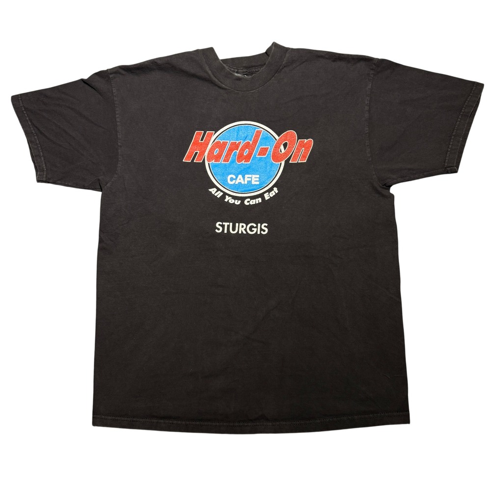 Vintage 1998 Sturgis Hard-On Cafe Parody T-Shirt Black XL
